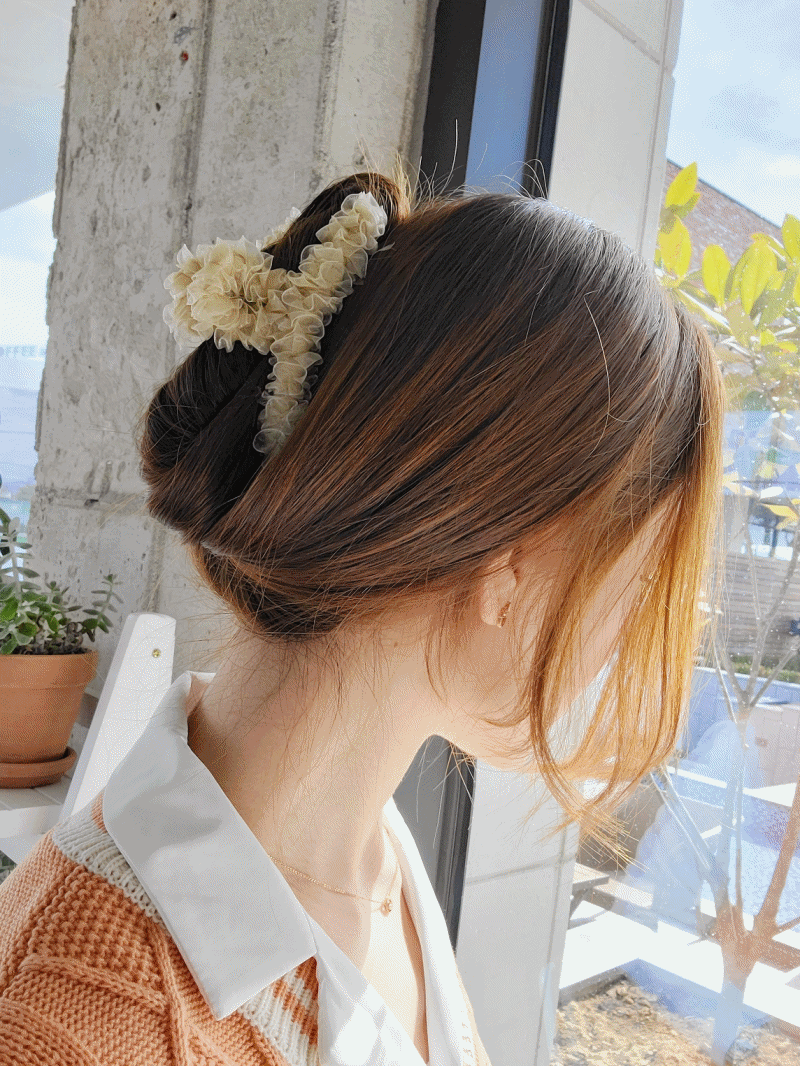 스프링 뽀글이 올림머리 헤어집게핀 (6 color), 위드율